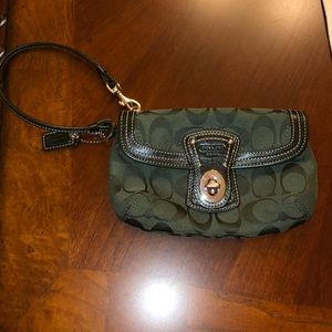 Green Coach Wristlet